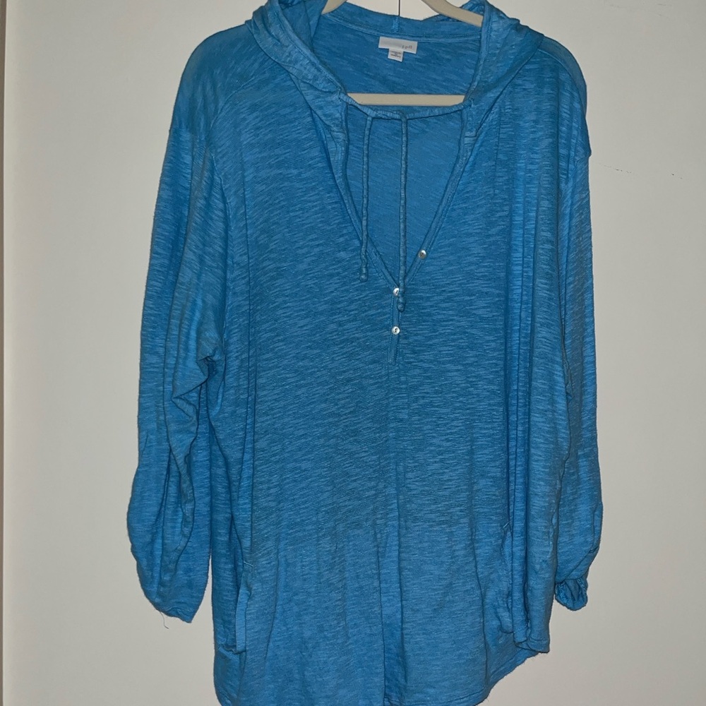 J Jill Turquoise Blue Tunic with Hood